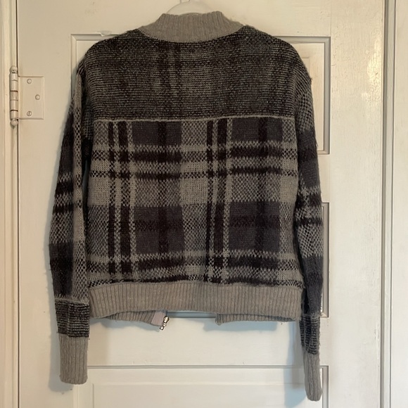 Free People Oh My Plaid Sweater Jacket L full zip lined - Picture 4 of 7